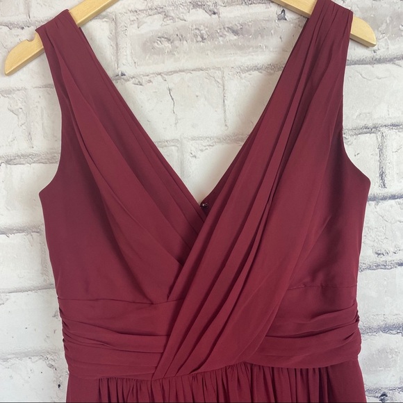 Dessy Collection burgundy #2894 chiffon formal dress - Picture 5 of 9